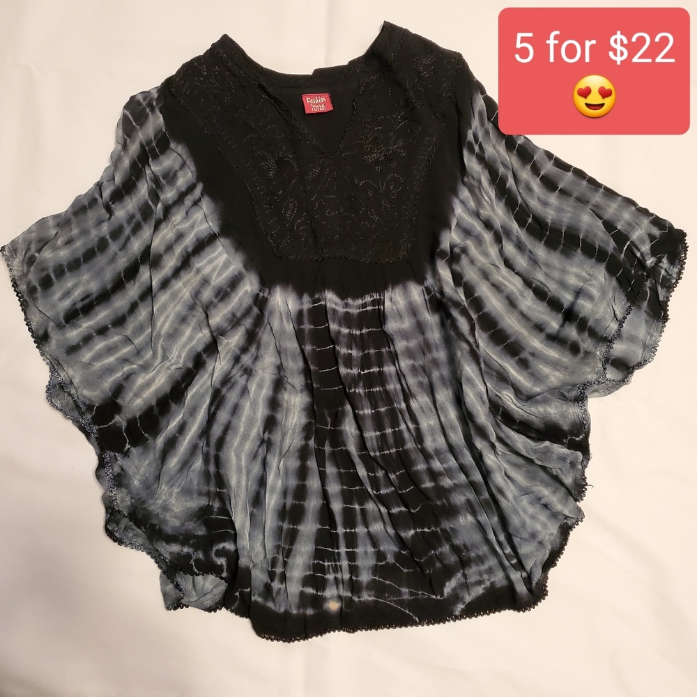 Hippie Boho Tie Dye Peasant Top Festival Wear